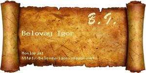 Belovay Igor névjegykártya